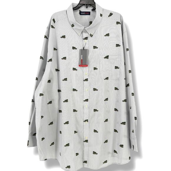 Roundtree & Yorke TravelSmart Christmas Tree Station Wagon Shirt Mens Size 4XB - Picture 1 of 6